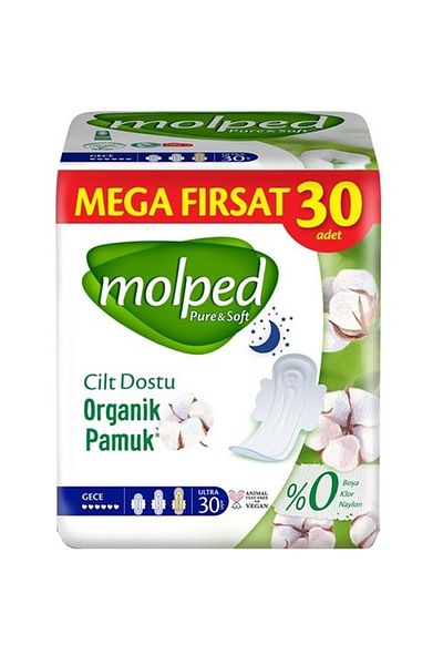 Molped Pure&Soft Sanitary Pad Night 90 (3Pk*30) Pieces Mega Pk