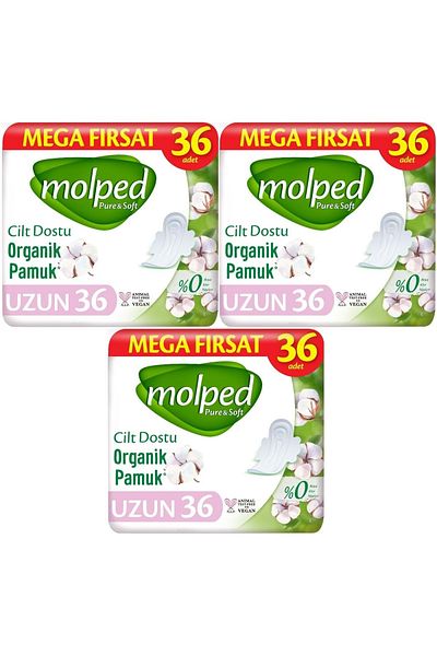 Molped Pure&Soft Sanitary Pad - Long 108, 3Pk*36 Pieces Mega Pack