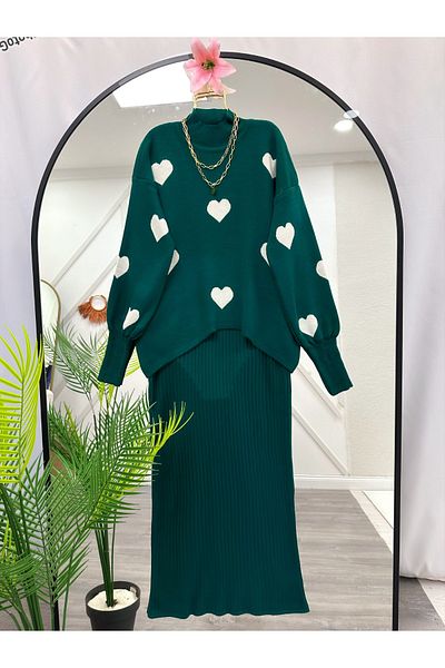 YEDİLALE Set of 2 Hearted Knitwear Dress