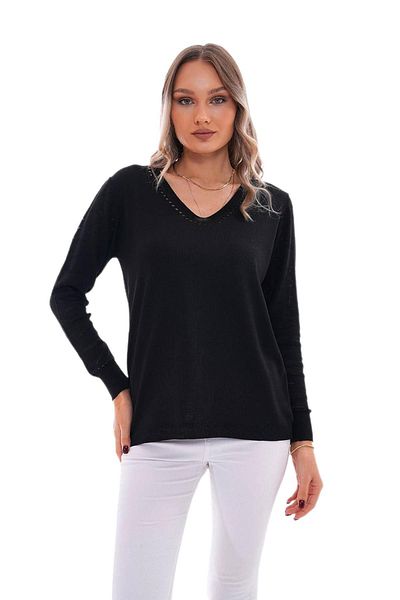 lavella Women's V-Neck Sleeve Patterned Sweater 12793 Bgl-St04096
