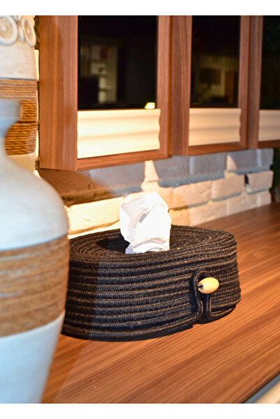 HomeTurko Bohemian Elegant Looking Oval Taasrım Jute Napkin Holder Towel Basket - Decorative Table Kitchen Makeup