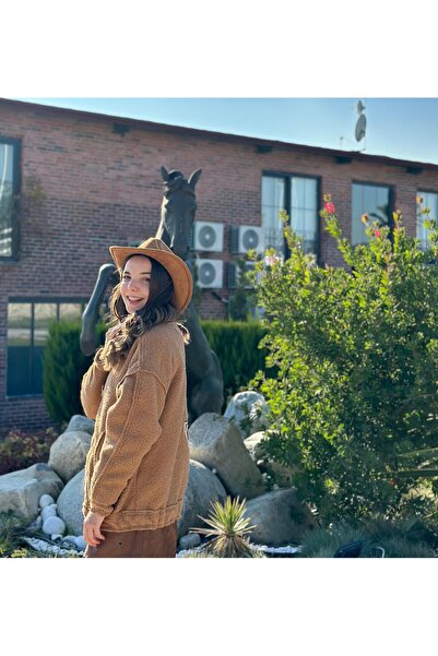 INVR Kuzu Peluş Kadın At Nakışlı Ceket