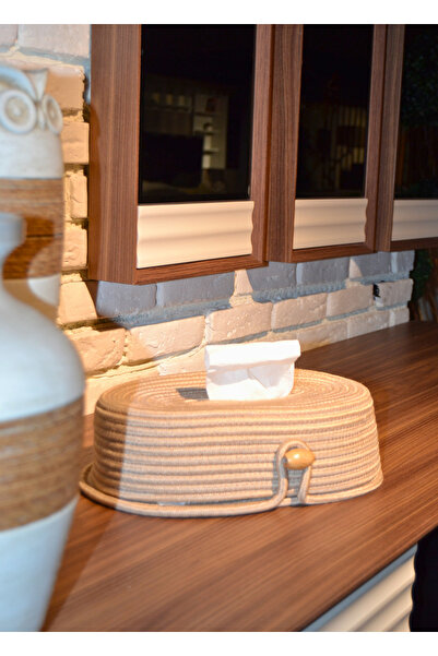 HomeTurko Bohemian Elegant Looking Oval Taasrım Jute Napkin Holder Towel Basket - Decorative Table Kitchen Makeup