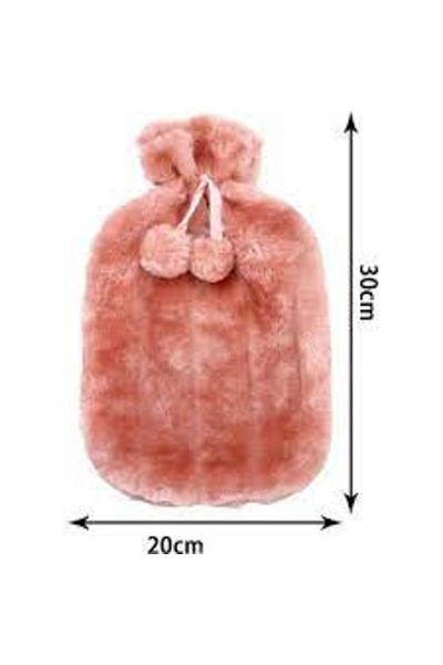 Libor 2 Liter Plush Hot Water Bag with Pompom - Pink