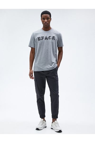Koton T-Shirt mit Slogan-Print, Rundhalsausschnitt, kurze Ärmel, strukturiert