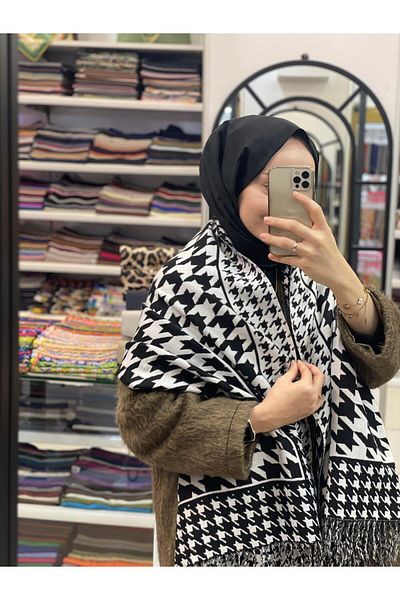 Sima Şal alb Sima Houndstooth