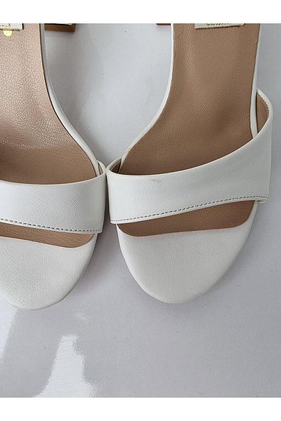 MAS MEVSİM 149 Ankle Strap Thick Heeled Sandals White