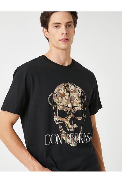 Koton Skull Printed T-Shirt Crew Neck Short Sleeve