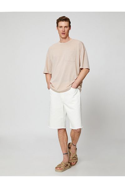 Koton Basic Oversize T-Shirt with Pocket Detail Crew Neck Half Sleeve