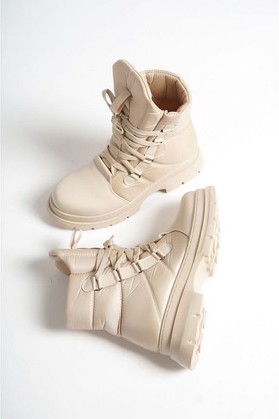 sefayol Γυναικείες μπότες χιονιού Marcy Beige Parachute Matte Leather