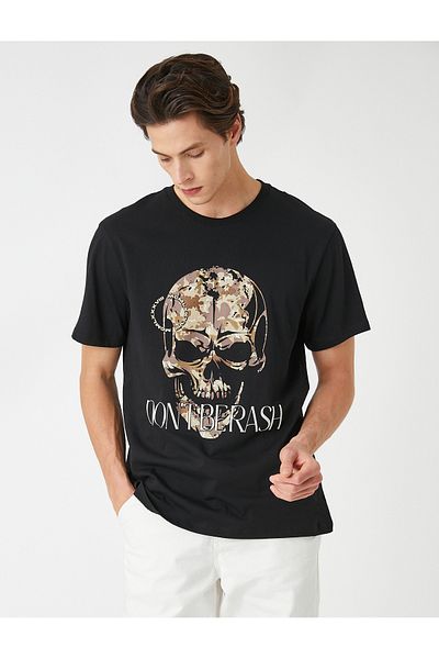 Koton Skull Printed T-Shirt Crew Neck Short Sleeve