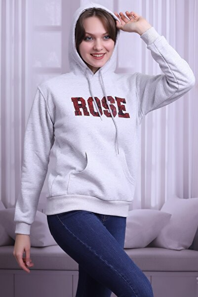Deafox Φούτερ με κουκούλα Rose Written Grey Melange