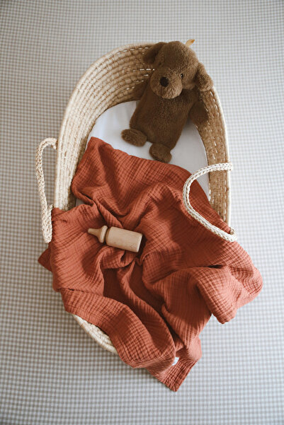 DoDo'S Baby Four Layer Tile Color Straight Pattern Organic Muslin Cover