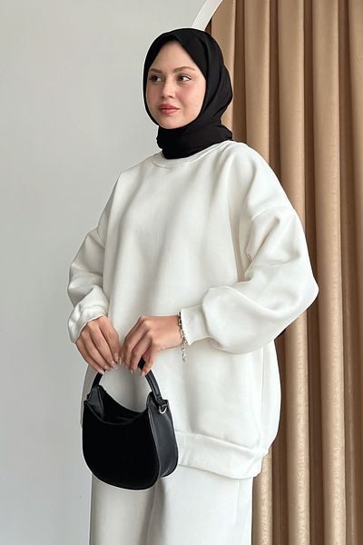 InStyle Sweat alb de bază înălțat