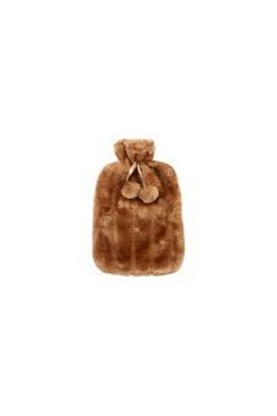 Libor Brown 2 Liter Plush Hot Water Bag with Pompom