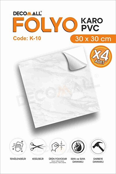 senavia farkınızı yansıtın K-10 Karo Folyo Kendinden Yapışkanlı Zemin Fayans Banyo Duvar Kaplama Suya Dayanıklı 30x30CM
