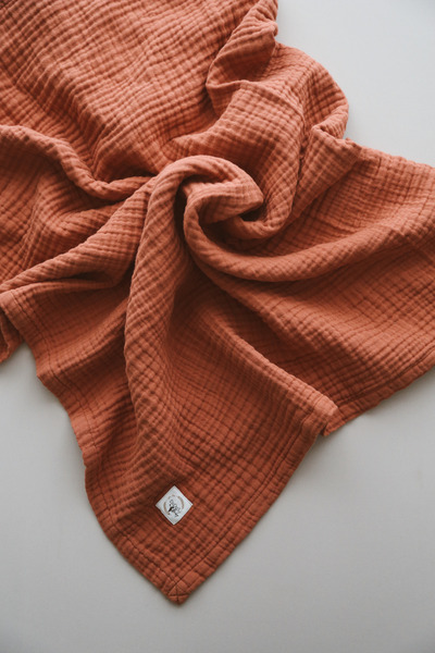 DoDo'S Baby Four Layer Tile Color Straight Pattern Organic Muslin Cover