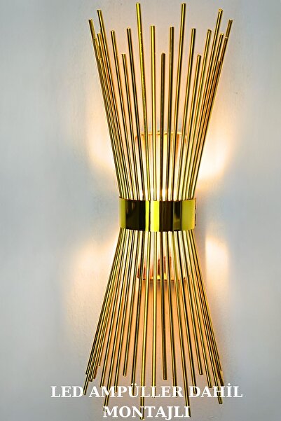 woodhub 1 Adet-kirpi Gold Aplik,led Ampüllü Tekli Duvar Apliği, Tekli Duvar L...