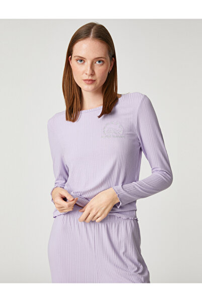 Koton Pajama Top Long Sleeve Textured Embroidered