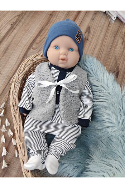 Bebella Gray Baby Girl/Boy Vest Welsoft Fabric Inner Part Cotton Front Ribbon Baby Newborn Vest