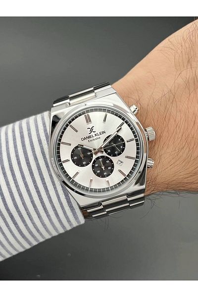 Daniel Klein Exclusive Silver Men's Wristwatch 3 Atm Waterproof Functions Active
