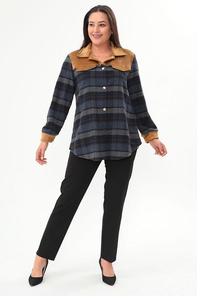 Metpoint Trend42Plus Plus Size Plaid Pattern Lumberjack Indigo Shirt
