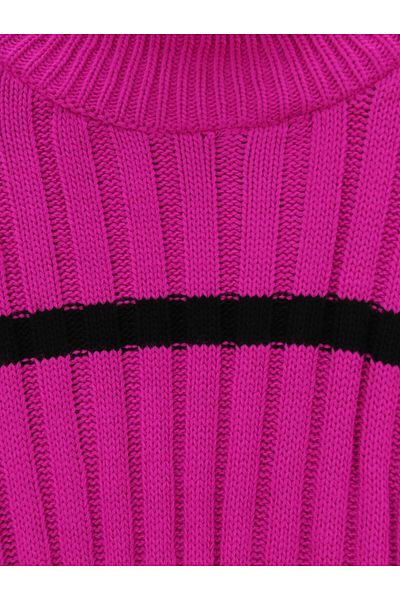 Modamorfo Loose Sleeve Striped Knitwear Sweater -Fuchsia