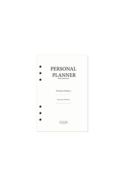 Uniq34 Personal Planner Refill Krem Renk Iç Sayfalar, (11,5 X 16,5 CM) - 2025...