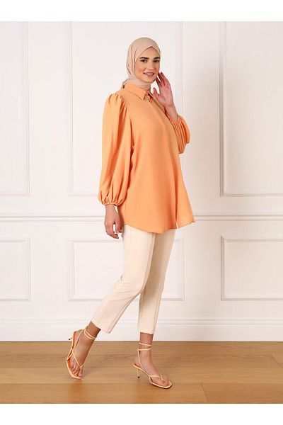 Refka Classic Trousers with Stitching Detail - Light Beige - Refka