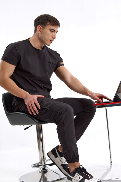 Brl Üniforma طاقم الرقبة ليكرا الأسود الطبيب والممرضة جيرسي - جراحة جيرسي Brl...