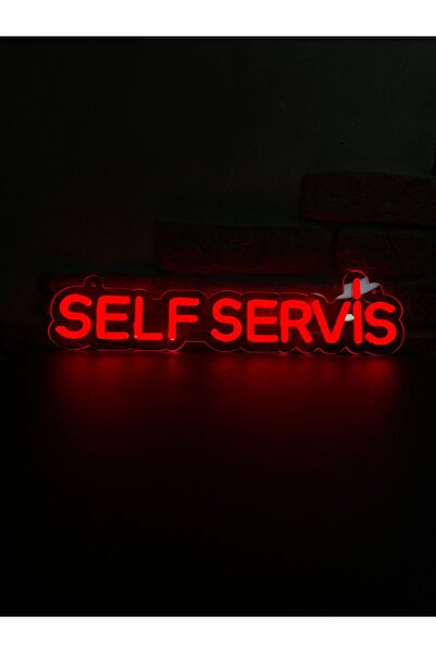 Neonite 'SELF SERVİS' Işıklı Neon Led Dekoratif Duvar Yazısı Tabelası (44X11CM)