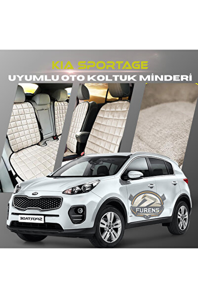 SHOOPLAA مجموعة وسائد مقعد السيارة لـ كيا سبورتاج باللون البيج مع جيوب من الر...