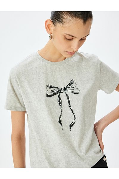 Koton Tricou cu mânecă scurtă cu imprimeu cu fundă