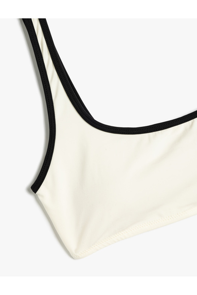Koton Color Contrast Striped U Neck Bikini Top