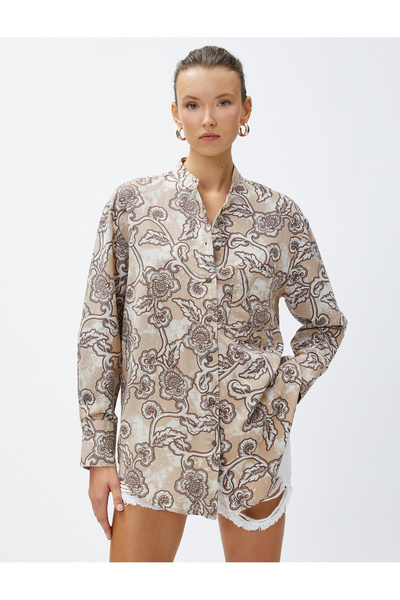 Koton Oversize košile Magnificent Collar Linen Blended