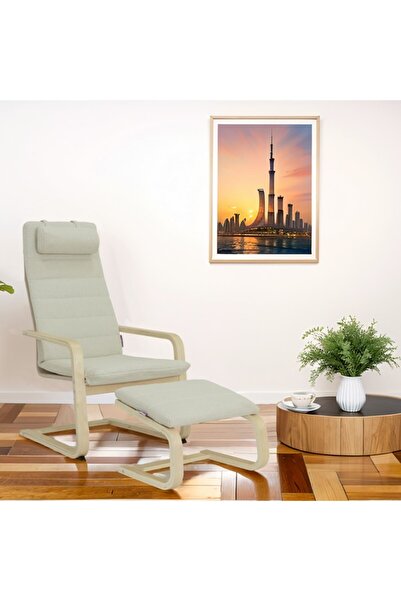 micasa طقم كرسي بذراعين ومسند للقدمين من Boliden عالي الجودة والمتين