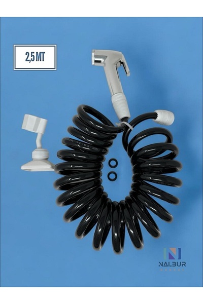 Nalbur Bakkal Tekne Ve Karavan Spiral Duş Hortumu Seti 2,5mt Dış Duş Başlığı Ve Patlamaz Duş Hortumu