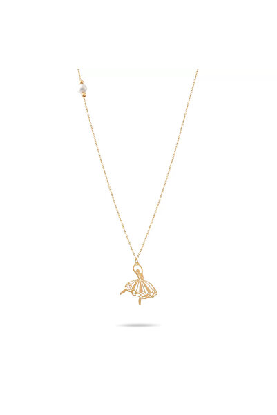 YCL JEWELLERY İncili Altın Balerin Kolye 14 Ayar