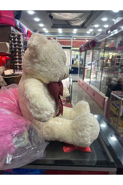peluş Plush Bear with 80 cm Cream Bow Tie