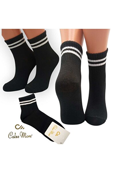 CALZEMORE 4' LÜ ÇEMBERLİ YIKAMALI PARFÜMLÜ SİYAH ÇOCUK ÇORAP