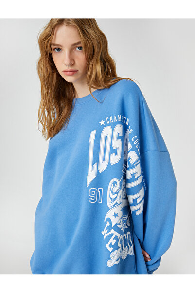 Koton Φούτερ με λαιμόκοψη Raised Crew με μακρυμάνικο εμπριμέ χαλαρή εφαρμογή