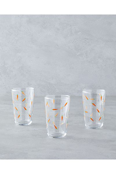 English Home Orange Carrot Glass Set of 3 400 ml Glasses