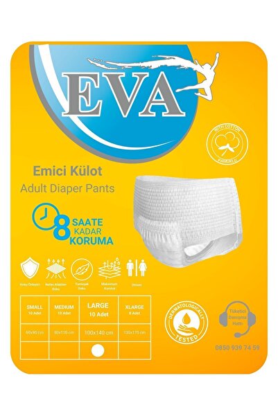 EVA 10 Lu Emici Külot Medium(80-110CM) Large(100-140CM) 1 Paket 10 Adet Large