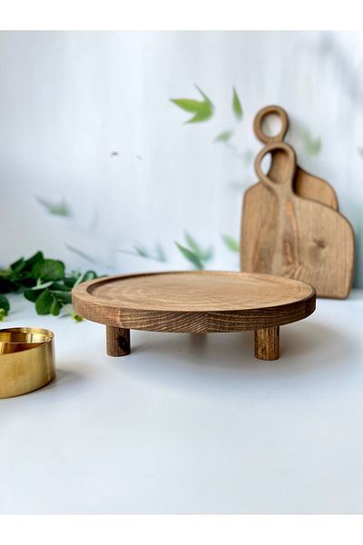 Mottogo Round Wooden Presentation Holder with Legs 25cm