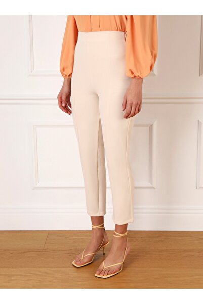Refka Classic Trousers with Stitching Detail - Light Beige - Refka