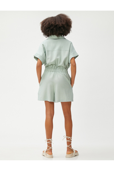 Koton Shorts und Overalls Viskose-Hemd mit elastischem Bund und Kragentasche