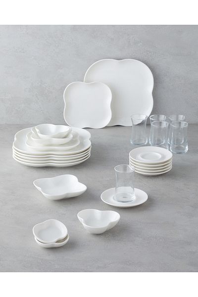 English Home Set mic dejun din portelan alb Flora - 26 piese, 6 persoane