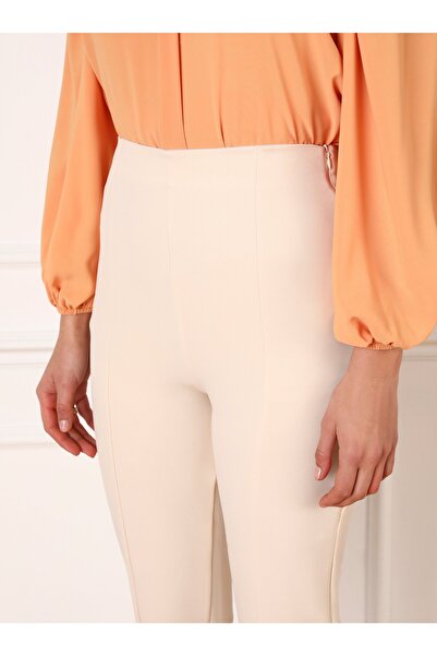 Refka Classic Trousers with Stitching Detail - Light Beige - Refka
