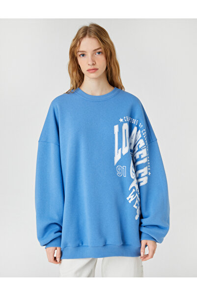 Koton Φούτερ με λαιμόκοψη Raised Crew με μακρυμάνικο εμπριμέ χαλαρή εφαρμογή