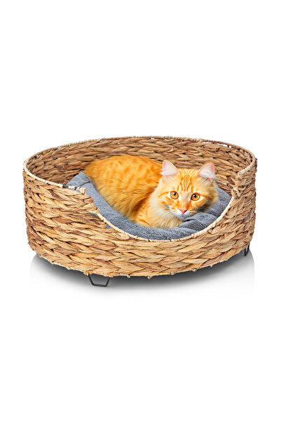 CasaLinda Hasır Yastıklı Kedi ve Köpek Evi Sepeti 55x55x22 4040